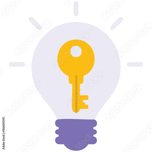 Key idea vector filled outline design illustration symbol on plain white background eps