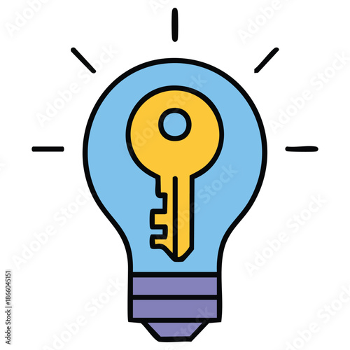 Vector filled outline design key idea illustration symbol on plain white background eps