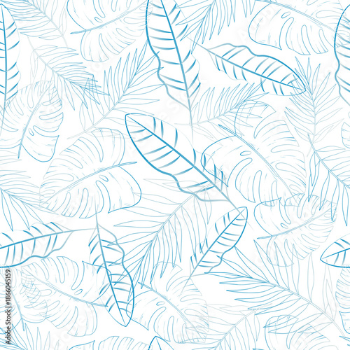 Tropical Leaves with Gradient Seamless pattern for Print