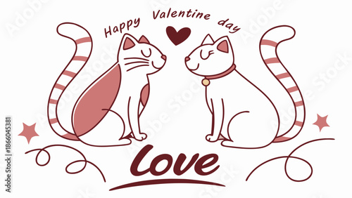 Adorable cats celebrating Valentine's Day with love heart