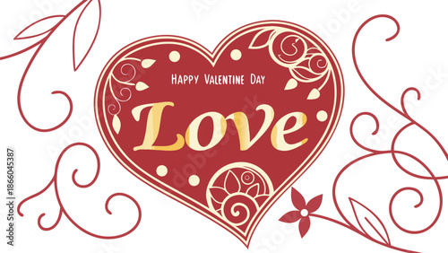 Happy Valentine's Day heart with elegant love message