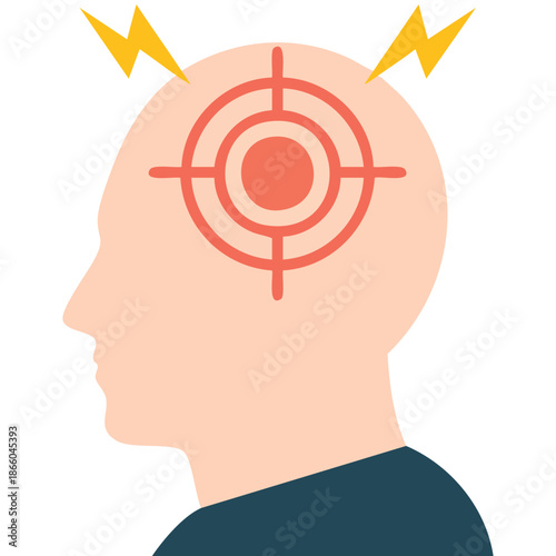 Migraine flat vector icon design illustration isolated on plain white background eps