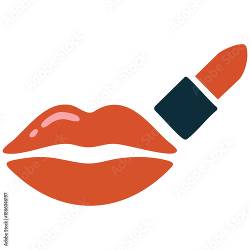Lipstick vector sticker design illustration isolated on plain white background eps file