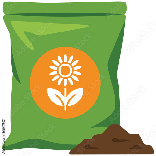 packing of soil for transplanting plants vector colorful illustration isolated on white background