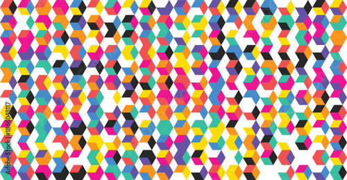 Vibrant geometric pattern of colorful hexagons