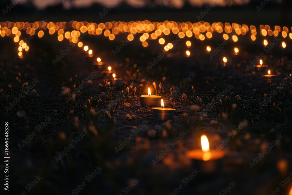 custom made wallpaper toronto digitalRows of Glowing Candles Illuminating Dark Field at Night