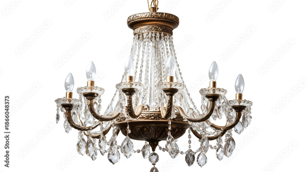 Obraz premium Elegant Vintage Crystal Chandelier with Antique Bronze Finish and Ornate Candle-Style Lights