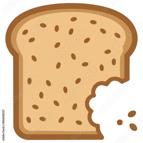 slice of bitten bread with crumbs vector illustration isolated on white background