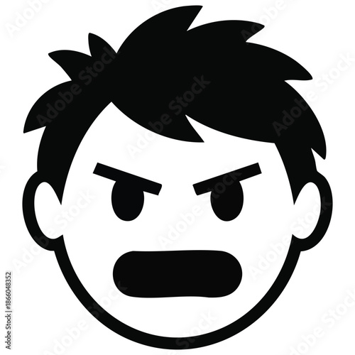 angry cartoon with aggressive expression vector illustration isolated on white background