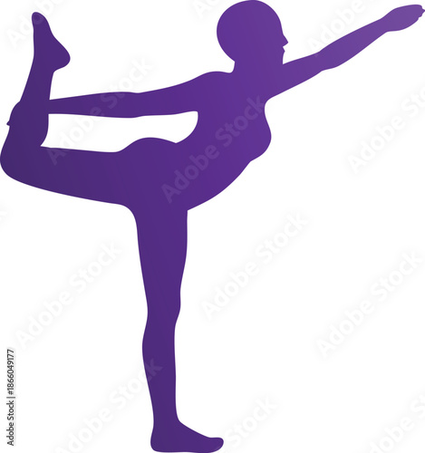 A silhouette of a woman performing a graceful and balanced yoga pose high quality
