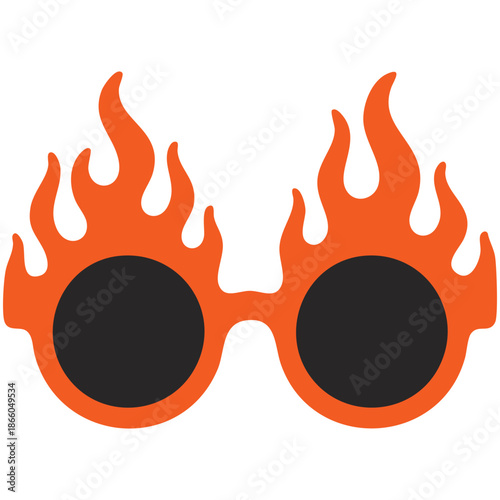 flame shaped sunglasses trendy with orange frame bold flat style for summer designs vector illustration