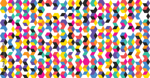Vibrant geometric mosaic with multicolored hexagons