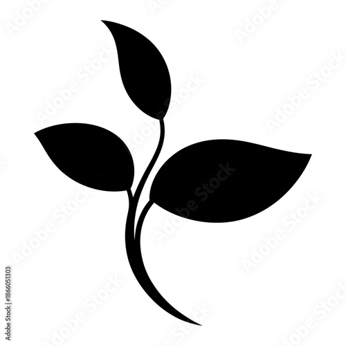 A minimalist illustration of a plant with three leaves, showcasing a simple and modern design style.