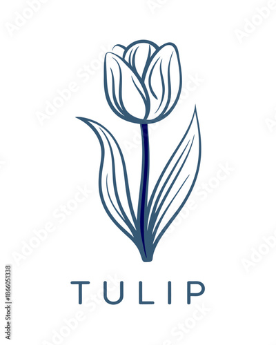 A minimalist flat design icon featuring a stylized tulip flower illustration