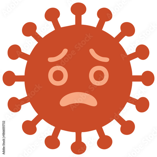Bacteria cartoon character with eyes mouth brown funny microbe flat vector illustration