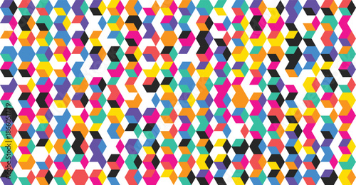 Vibrant geometric mosaic of colorful hexagons