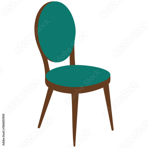 Photos Chair classic design wooden bent legs soft blue seat elegant furniture front vie