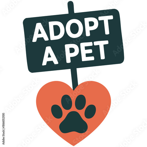 Illustration for adopt a pet over yellow color background isolated vector on white