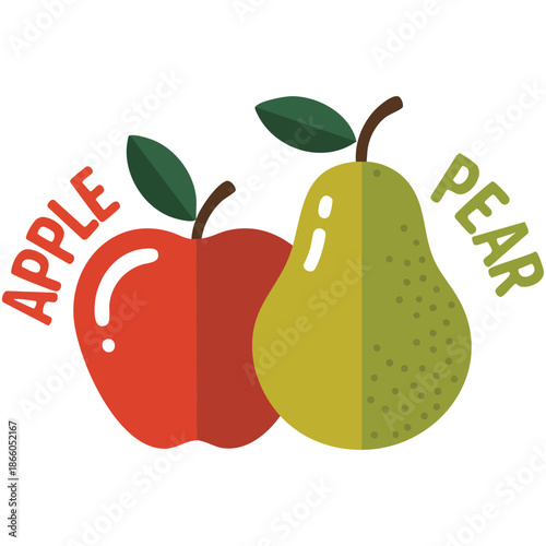 Stylized apple and pear isolated on a plain white background vector illustration design