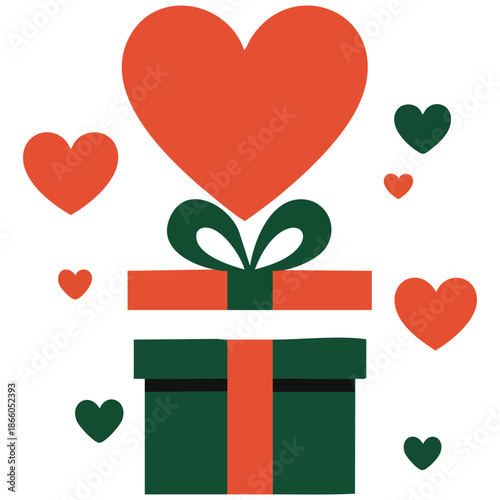 Gift boxes and hearts ornate Valentines illustration on white background vector isolated