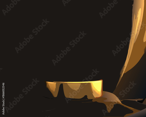 A dimly lit corner with a glowing abstract shape suggesting warmth