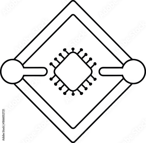 qubit line art vector illustration on transparent background