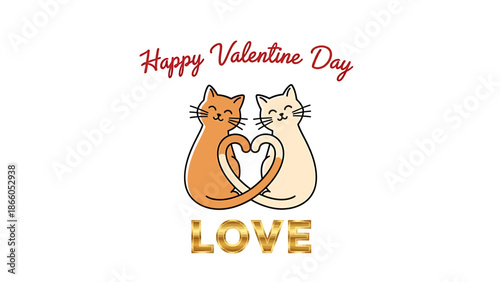 Adorable cats celebrating Valentine's Day with love heart