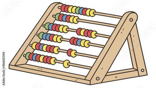 Vibrant abacus with colorful beads on wooden frame
