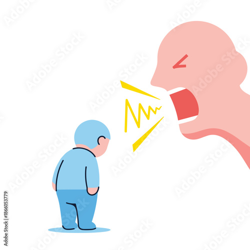 Man being yelled at by another person in a dramatic illustration  