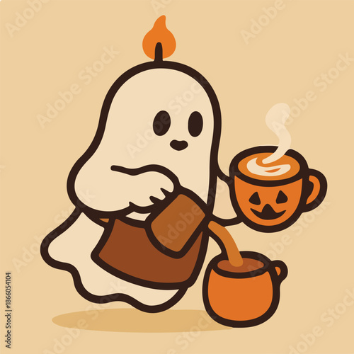 Cute Ghost Trick or Treat Halloween Illustration