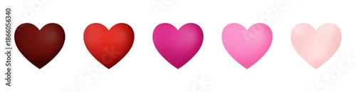 A set of vector hearts. A symbol of love for Valentine's Day and Mother's Day decorations. Vector illustration on an isolated background.