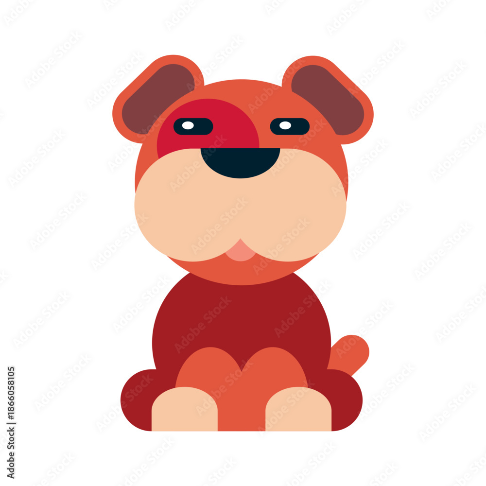 Fototapeta premium Cute dog illustration in flat geometry style. Vector house dog basic design. Kid's brown dog.