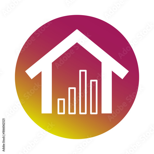 House chart icon. Market graph symbol. Growth stats Vector. Estate diagram.