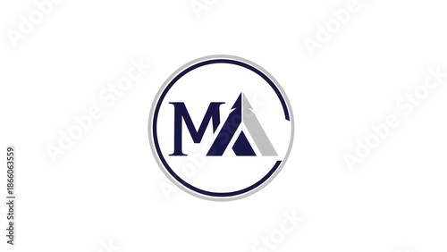 Modern ma logo design with a stylized mountain or arrow graphic inside a circular outline Free Download Modern ma logo design with a stylized mountain or arrow graphic inside a circular outline - GFXLoad