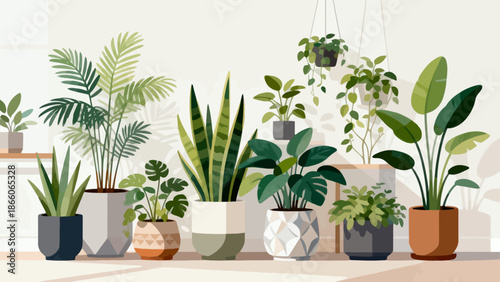 Indoor potted plants collection