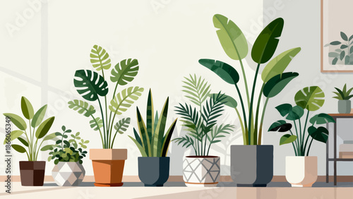 Indoor plants in pots on floor