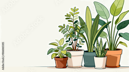 Potted plants in colorful pots