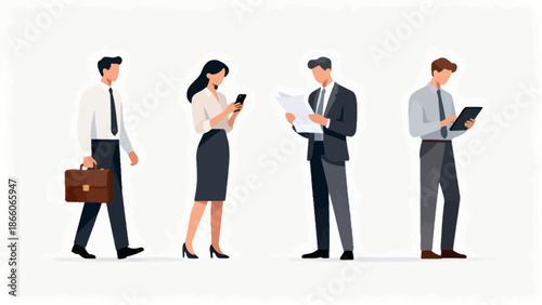 Four business professionals in office attire