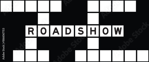 Alphabet letter in word roadshow on crossword puzzle background