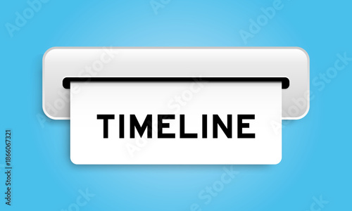 White coupon banner with word timeline from machine on blue color background