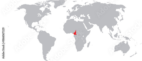 Cameroon Highlighted on World Map Vector Design