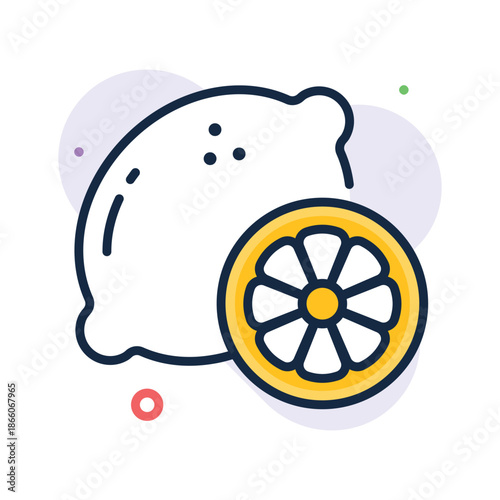 A trendy flat outline icon of lemon citrus fruit, premium vector