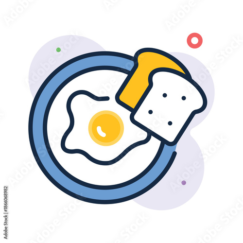 An editable flat outline icon of omelette breakfast food