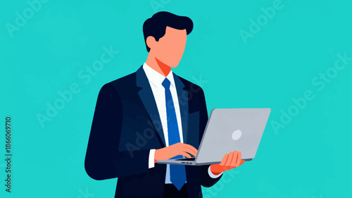 Businessman using laptop