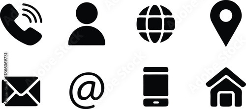 contact black icons set address vector illustration design collection web icons