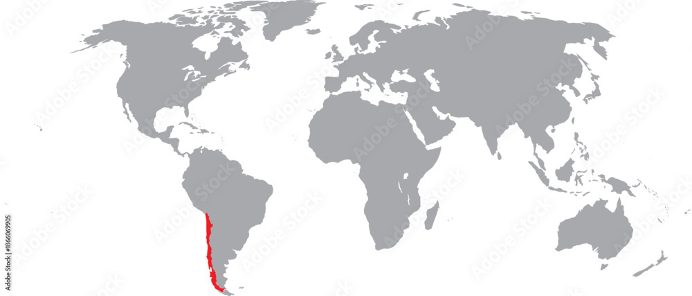 Obraz premium Chile Highlighted on World Map Vector Design.