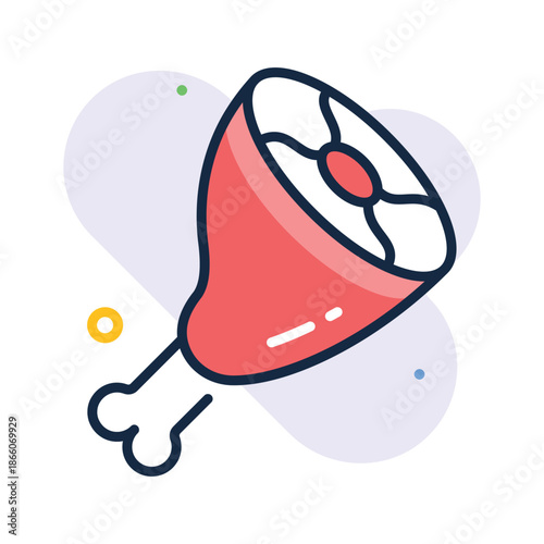 A customizable flat outline icon of ham leg meat