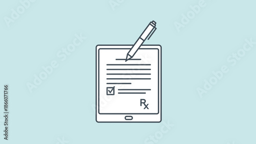 Digital Prescription Pad with Pen on Tablet, Medical Health Concept