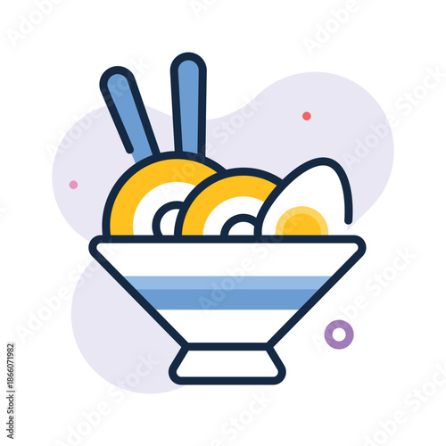 Grab this flat outline icon of ramen noodle bowl