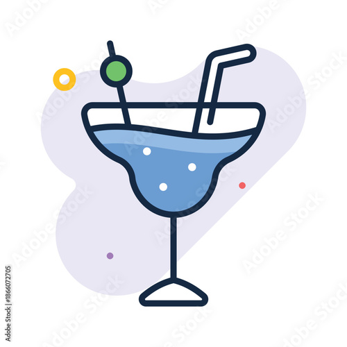 An amazing flat outline icon of cocktail beverage